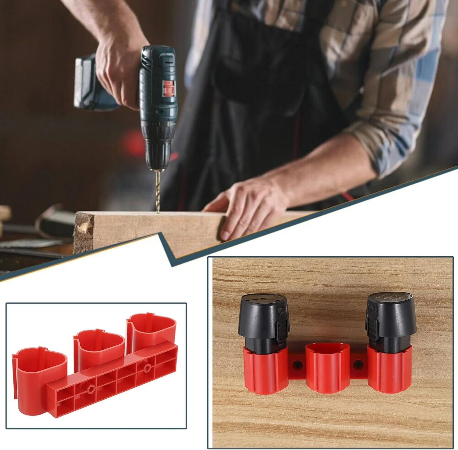 For Battery Tool Adapts to for Milwauk 3-in-1 Hanger Wall Mounted Battery Storage Rack Battery Accessory Storage Kit