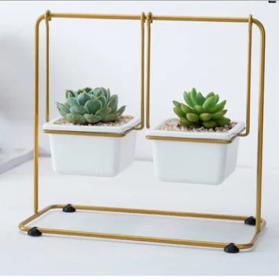 New Nordic creative hanging swing wrought iron ceramic flower pot for indoor garden decoration