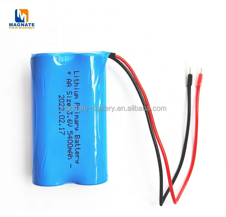 3.6V Li/SOCl2 Battery Pack ER14505-2P Lithium Thionyl Chloride Battery pack with lead wires 5400mah