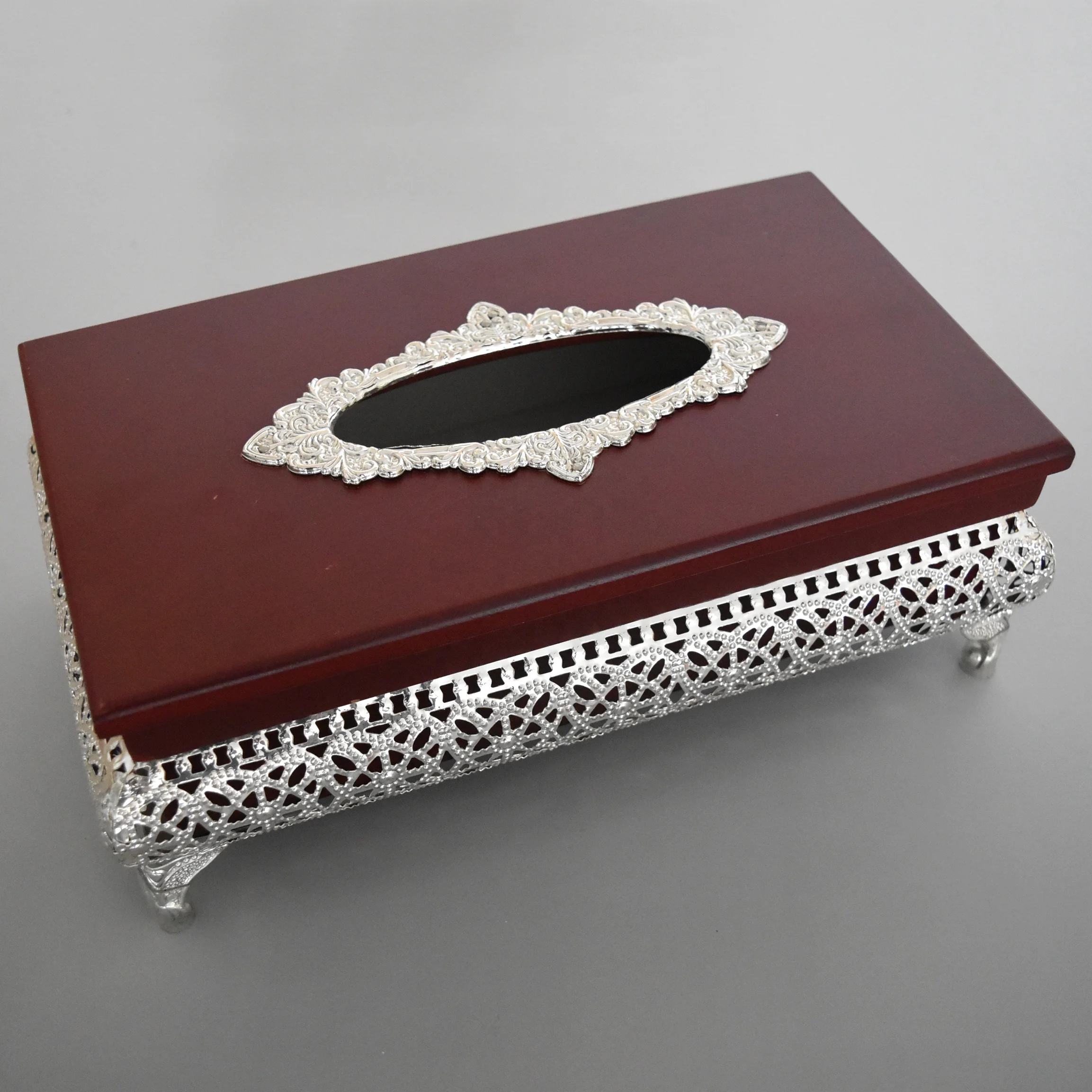 Tableware hotel home decoration red wooden facial napkin holder tissue box
