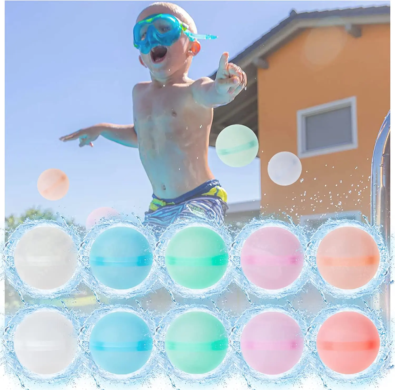 Summer Party Pool Silicone 10Pack Reusable Water Balls Magnetic Self Closed Water Balloons for Water Fight Game