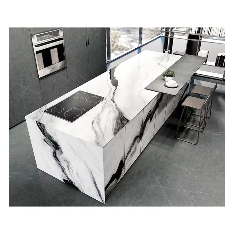 Panda White Marble Vein Quartz Stone Islands Artificial Quartz Kitchen Countertop Dining Table