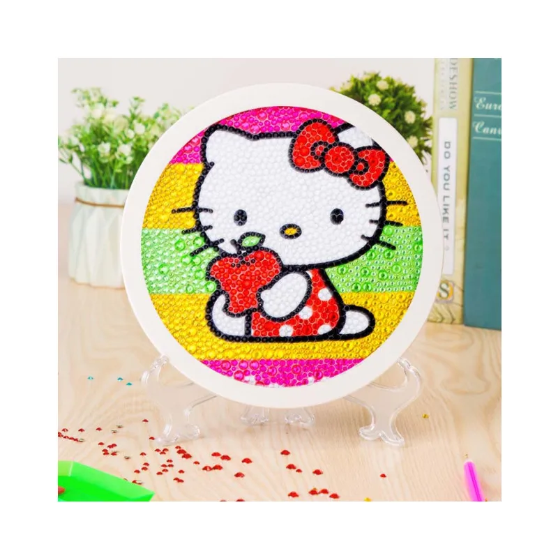 W-DY73 рисунок «Hello Kitty» DIY 5d алмазная живопись наборы с рамкой для начинающих белой