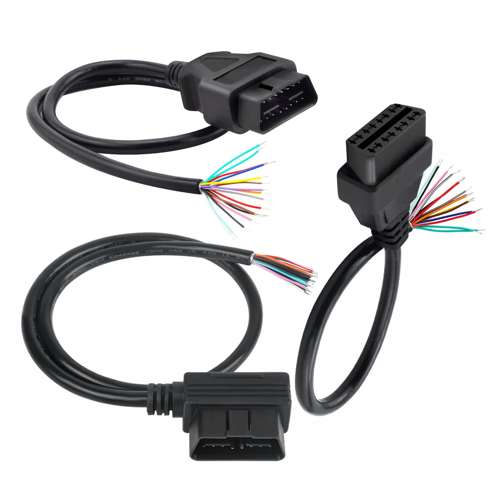 Universal Car OBDII J1962 16 Pin 16Pin OBD 2 Male Female OBD2 Connector To Open Port Diagnostic Adapter Pigtail Extension Cable