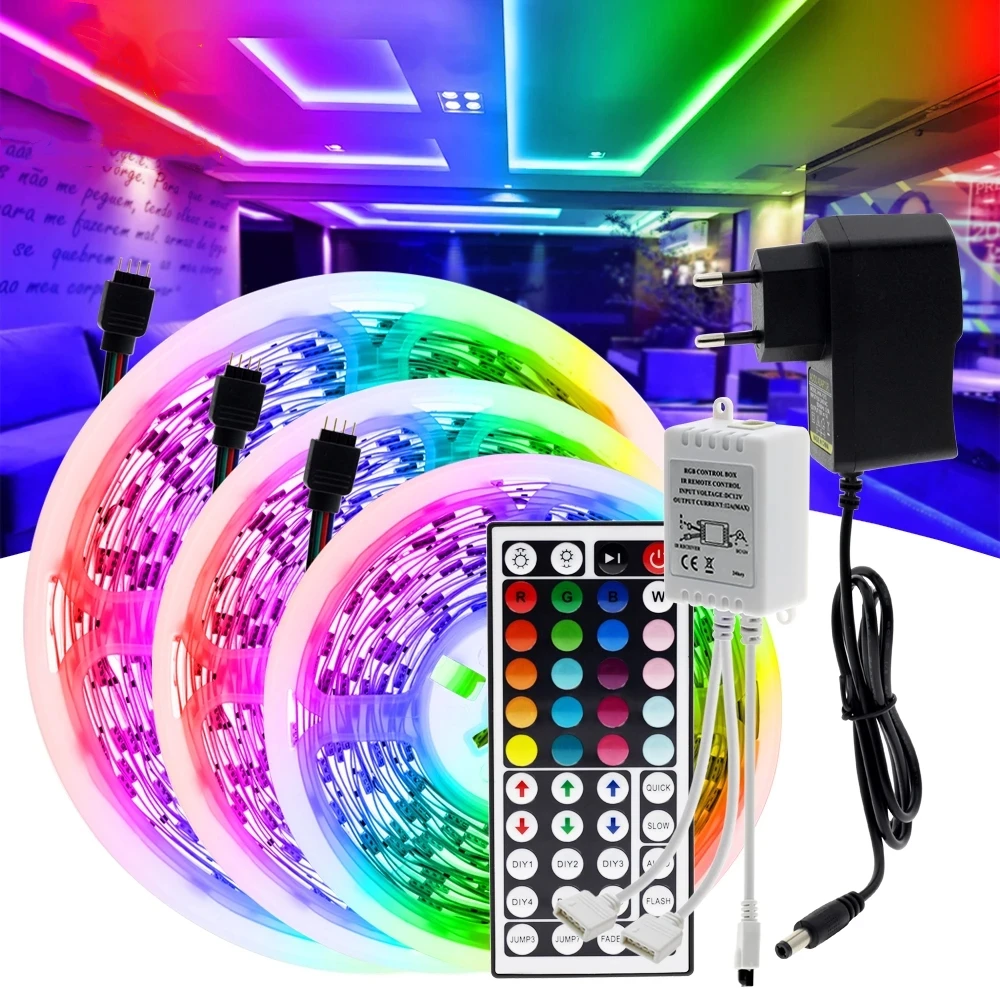 Indoor lighting remote free control free shipping high intensity led light strips led strip 15m rgb