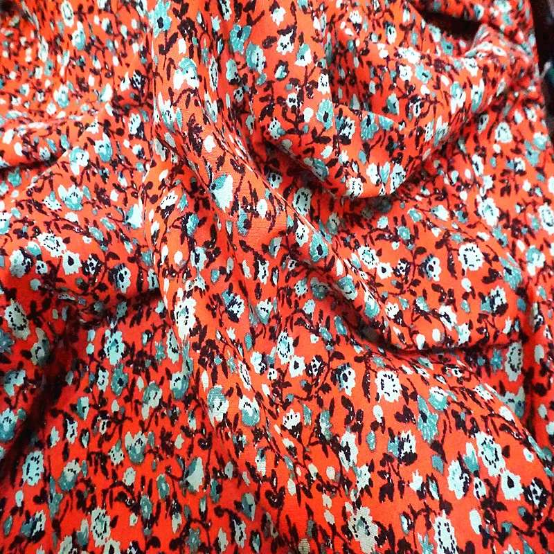 Digital printing abstract pattern on 95%cotton 5%linen woven fabric for dress