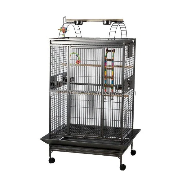 Средняя клетка для птиц с игровым верхом и чашками для кормления
