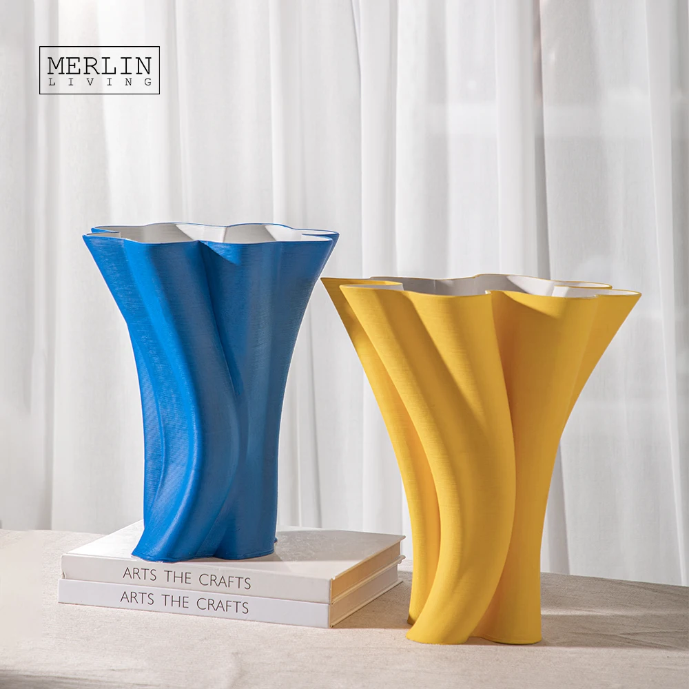 Merlin Living 3D Printing Vase White Vase Outdoor Roll Bouquet Wedding Vase For Chaozhou Ceramic Factory Wholesale Custom OEMODM
