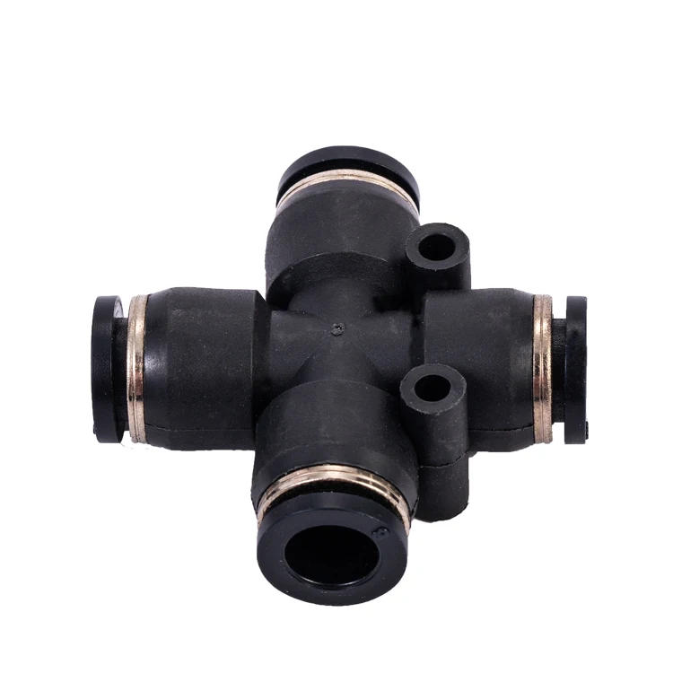 PZA Plastic Brass Pneumatic Cross Type Quick Connectors 4 Ways Pipe Coupler