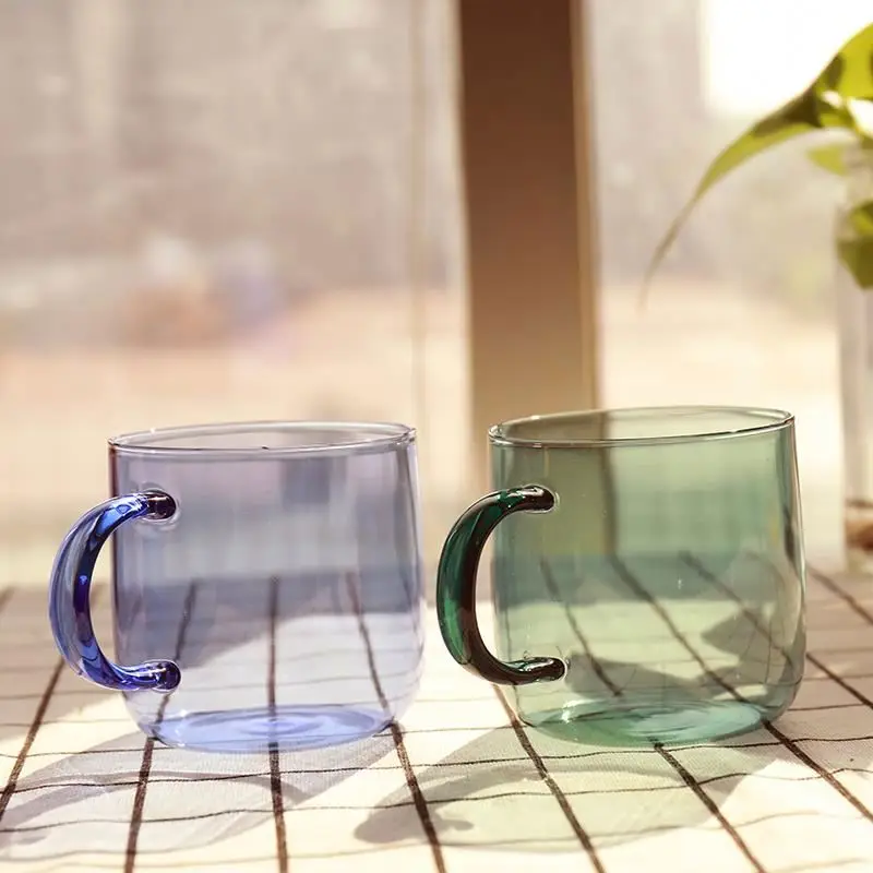 Guaranteed Quality cup glass yellow  with handle  reusable single wall glass coffee cup