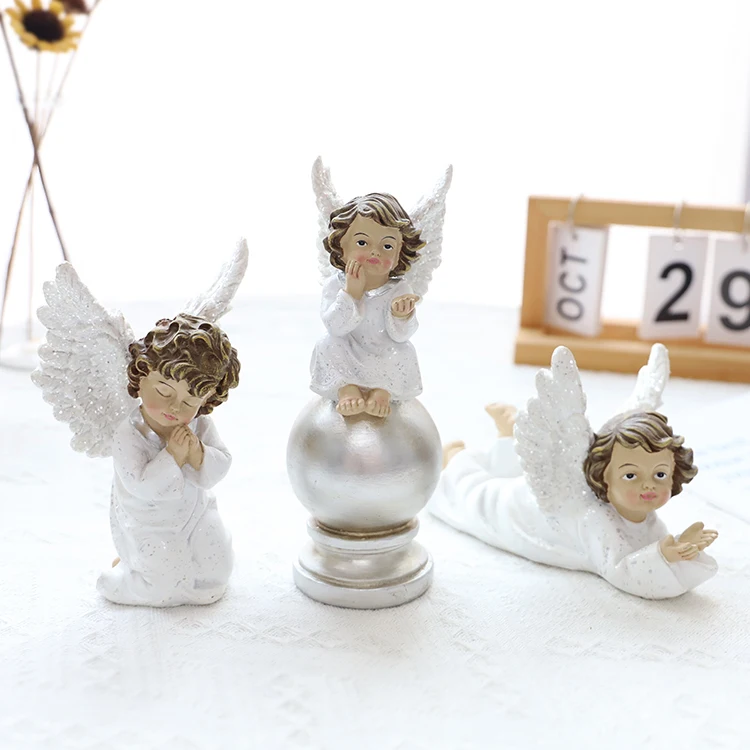 Resin Crafts Handmade Souvenirs Guardian Angel Home Decor Art Wholesale Christmas Cherub baby Angel Figurines