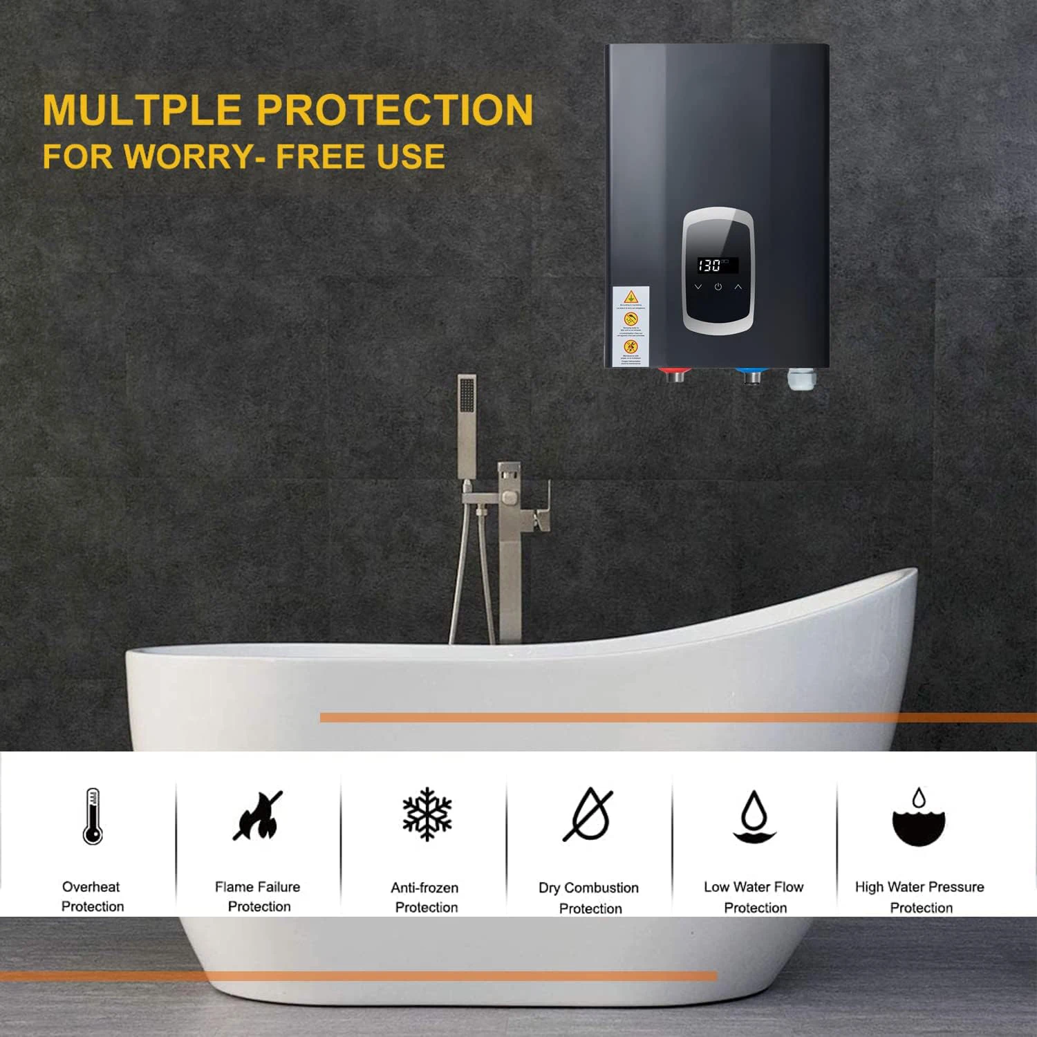 14-36kW Household Bathroom And Kitchen Aluminum Mounted Heat Instant Water Heater Without Water Tank