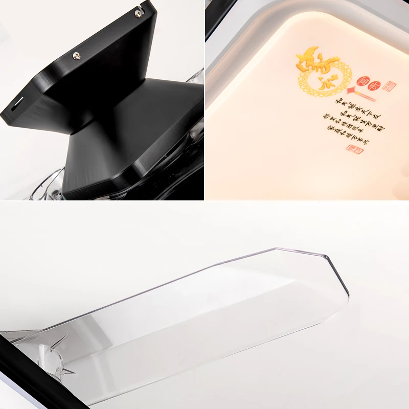 Contemporary rectangle shape ceiling fan lamp 220v ventilation 3 color led ceiling fan with light chandelier