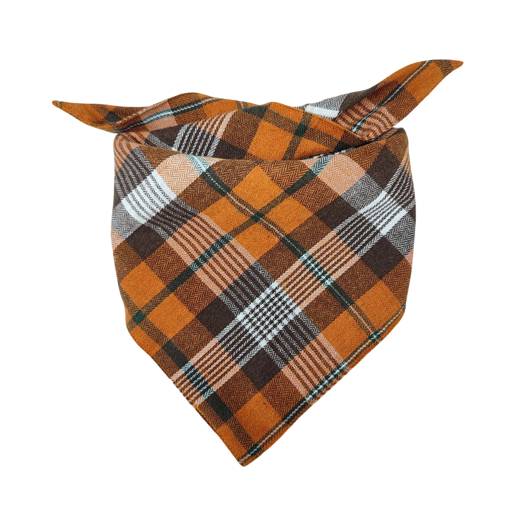 Autumn Thanksgiving Orange Plaid Scarf Bandana Checkered Triangle Dog Bibs Accessories Custom Holiday Halloween Puppy Bandanas