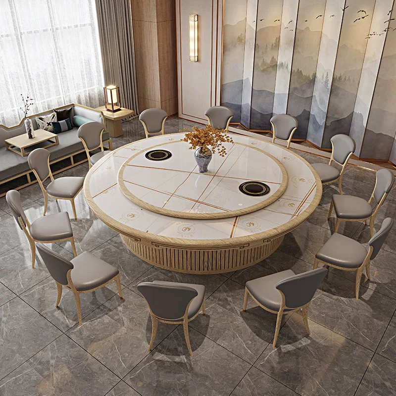 Rotating Slate Modern Hot Pot Large Round Table And Chairs