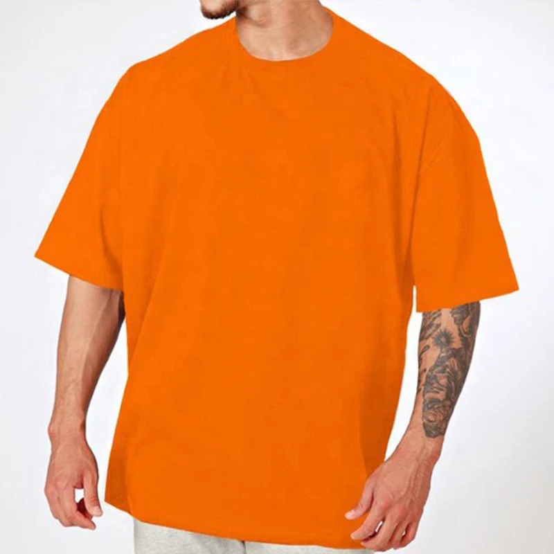 Wholesale Custom Embroidered Logo 240g 100% Cotton White T Shirt Dropped Shoulders Blank Plain Oversized Mens Tshirt