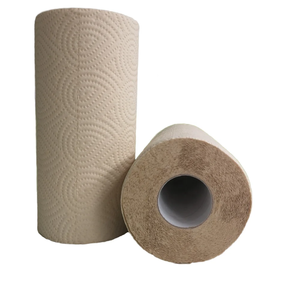 Extra Absorbent Bamboo Pulp Kitchen Paper Towel Roll Commercial Nice Butterfly Pattern Emboss for Home Office Use