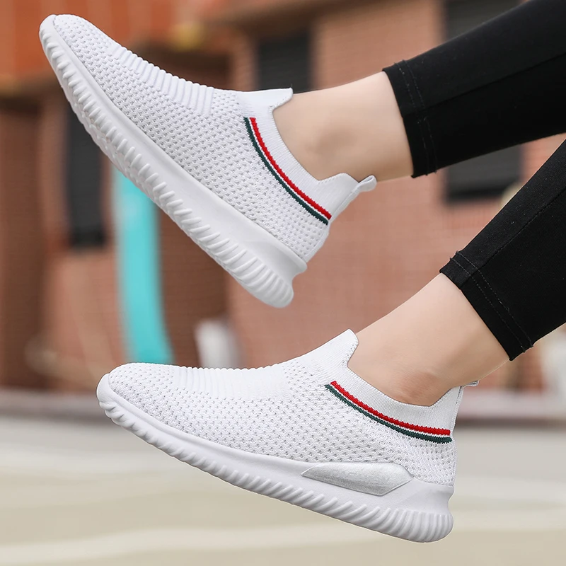 Socks shoes zapatos mujer Women Mother ladies Flat Slip on Platform Sneakers for Women Black Breathable Mesh Sock Sneaker