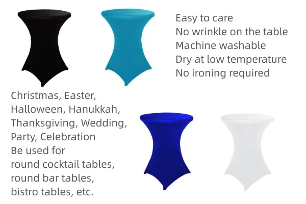 Red Round Folding Tablecloths Spandex Customized Colors Cocktail Table Covers