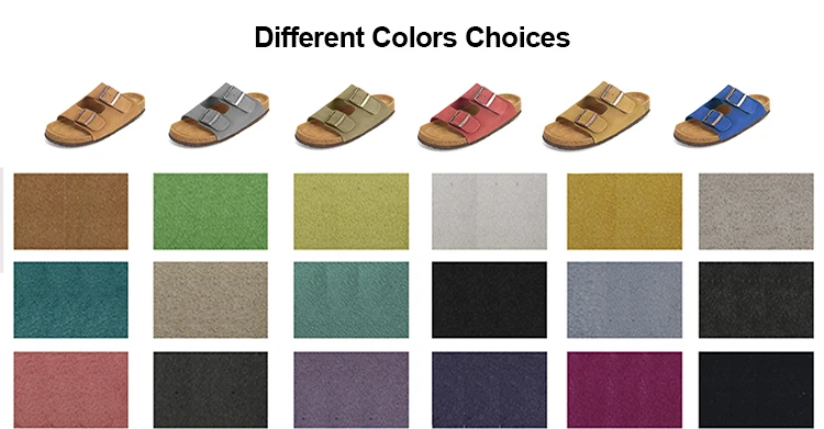 Custom Solid Cork Women Sandals Men Comfortable Sliders Cork Sole Two Buckle Straps Beach Birken Slippers