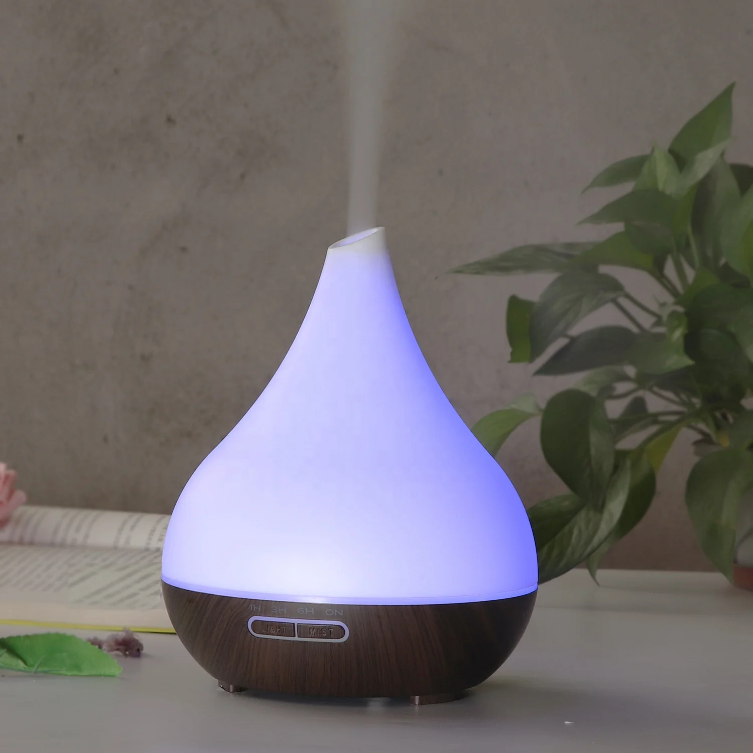2021 400ml White Wood Aromatherapy Ultrasonic Oil Diffuser Spa Room Atomizer Aroma Diffusers