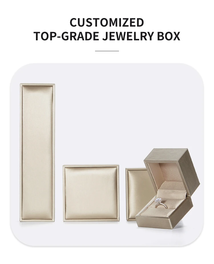Custom High End Long Gold Stock Leather Brushed Pu Bracelet Necklace Ring Jewlery Jewelry Jewellery Packaging Box For Jewelry