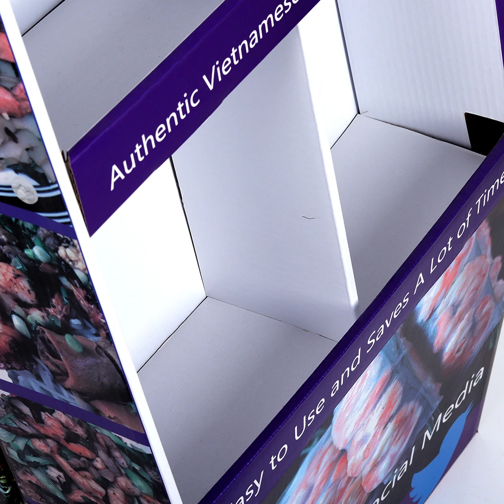 Custom design retail store mart paper cardboard display stand pet supplies folded POP pet food pet care floor displays stand