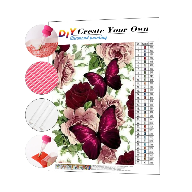 Diy Diamond Painting Roses  Attracting Butterflies 5d Diamond Painting Kits Popular High Quality Factory Direct Wholesale
