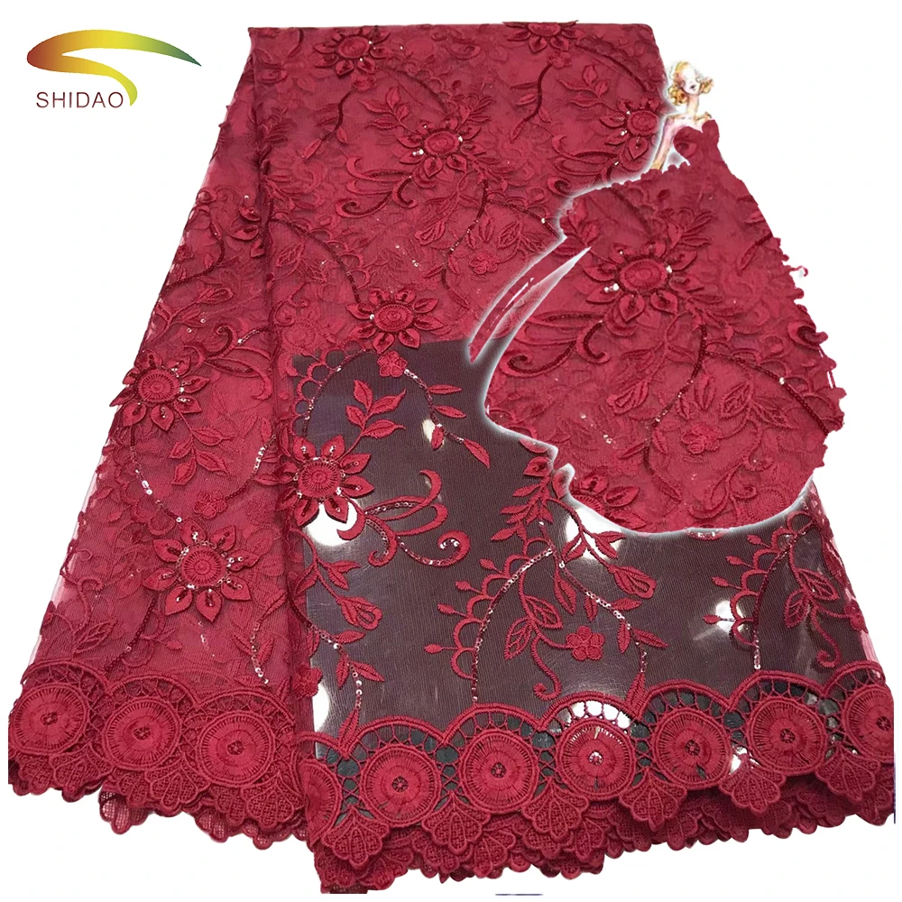 new arrival French lace high quality fiber embroidery decoration sequins lace fabrics for African fashion dress