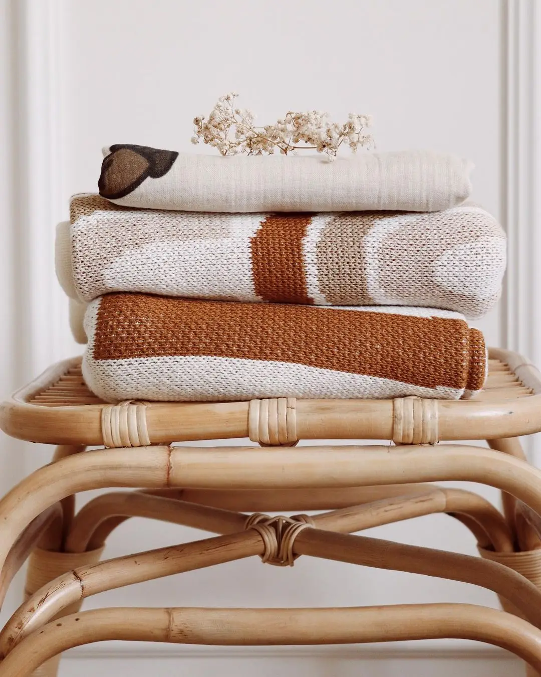 1PC MOQ Multi-use Cotton Solid Baby Newborn Organic Knitted Chunky Blanket Baby