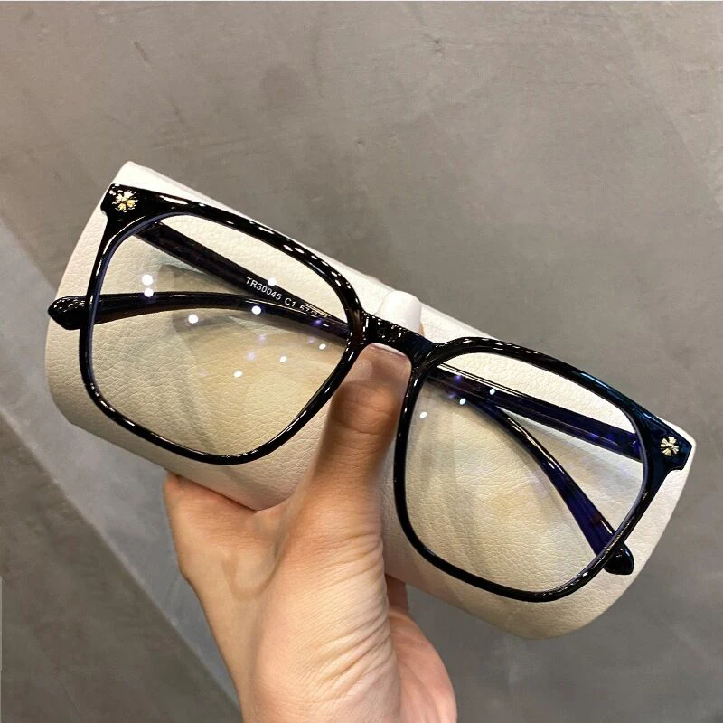 20-6001 Hot Ins Style Designer Custom Logo Oversize Square Frames Anti Bluelight Blocking Glasses Eyeglasses