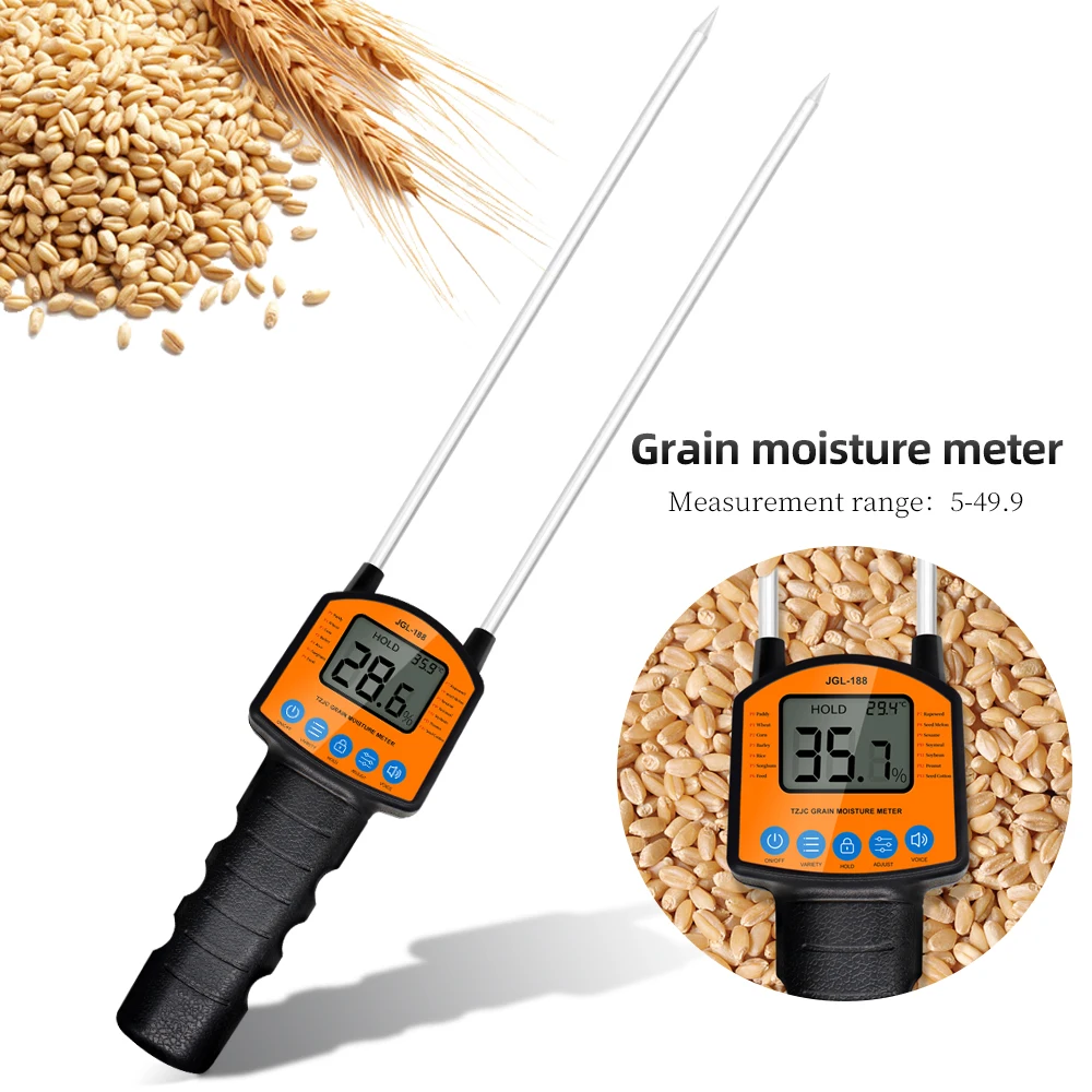 Digital Grain Moisture Meter LCD Display Humidity Tester Hygrometer For Corn Wheat JGL-188 Moisture Humidity Tester
