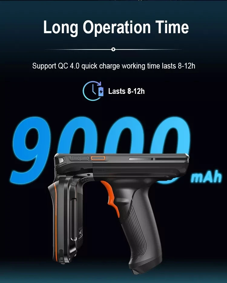 UROVO Pistol Grip Android Mobile PDAs Barcode Scanner  Long Range Handheld UHF Rfid Reader for Warehouse Inventory
