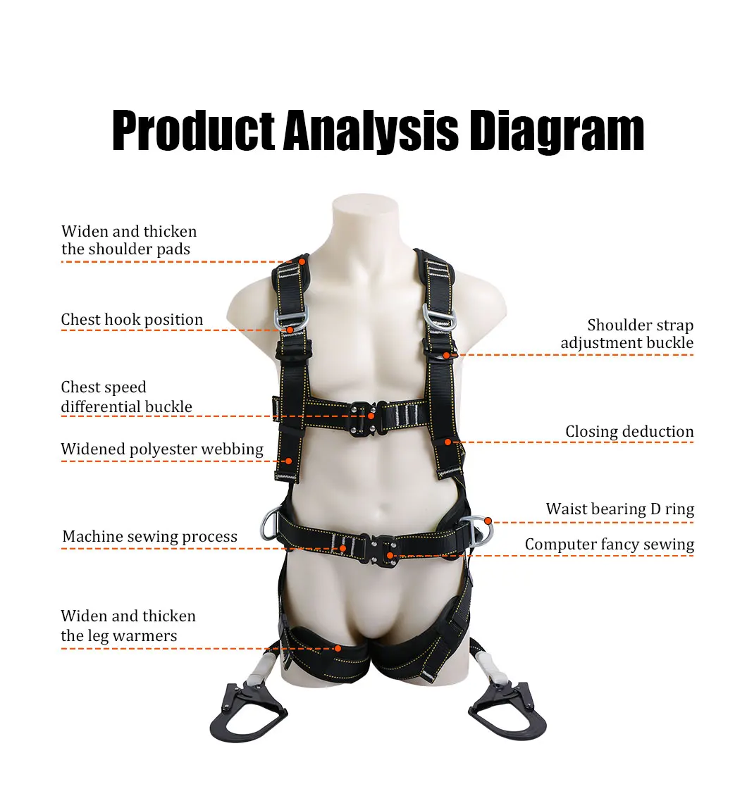 Five point high-altitude operation wind power electrician fire rescue rock climbing falling black style safety belt