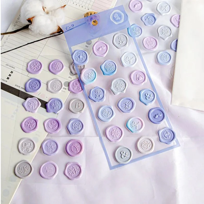 Vintage style Custom colorful 3D DIY wax seal cards scrapbook stationary envelope decorative journal planner paper stickers
