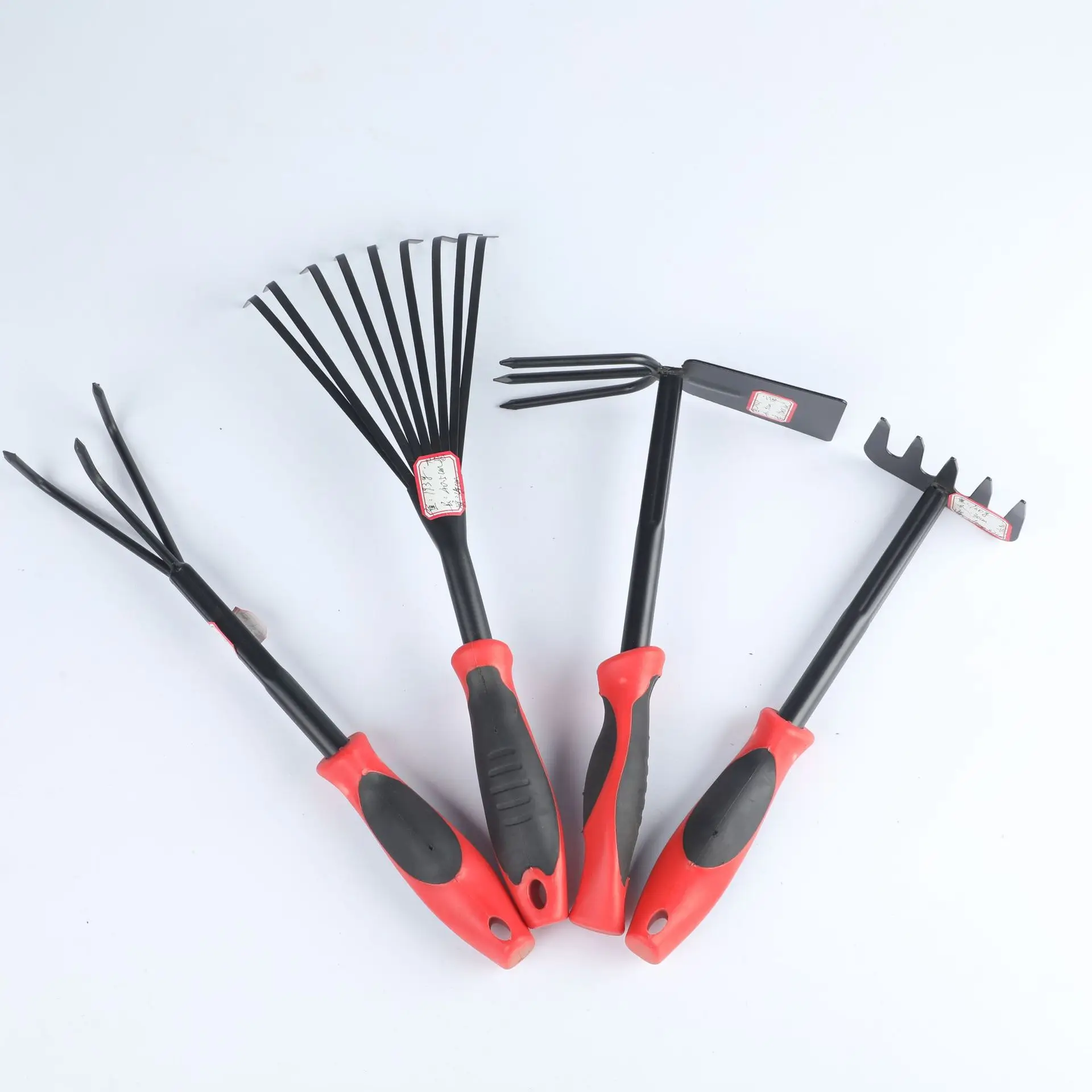 Outdoor Black Medium Carbon Steel Rubber Handle Dual-use Hoe Five Tooth Rake Shovel Hoe Flower Garden Tools Set