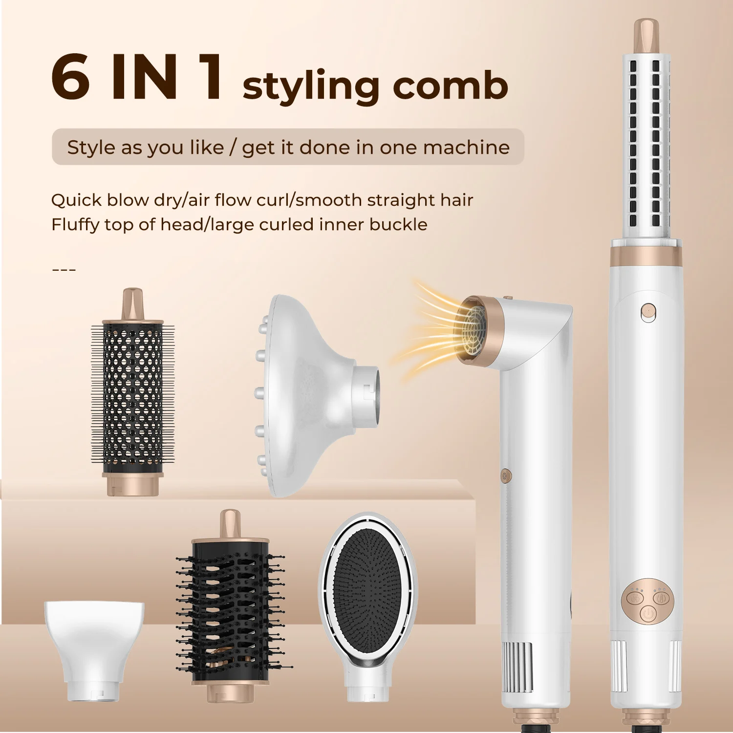 9 in 1 Hair Dryer Brush with 110000 RPM High Speed Negative Ionic Blow Dryer  Automatic Curling Iron Hot Air Styler