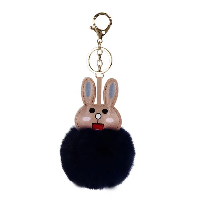 
Fluffy Fashion Bags Keychain Animal Key Chain Pom Pom Keyring Cut Ribbit Women Fur Pom Keychain 