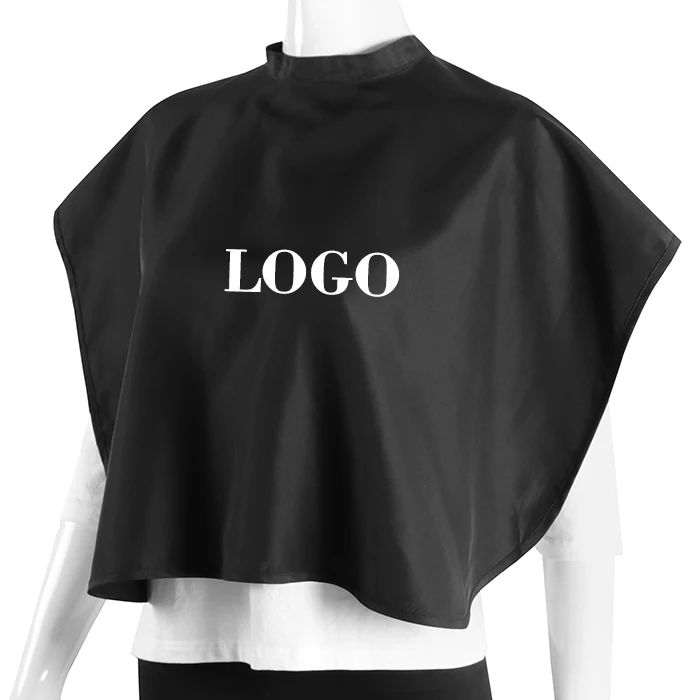 Waterproof Soft Short Customized Logo Salon Beauty Cape Black Polyester Cosmetic Capes Custom Makeup Cape