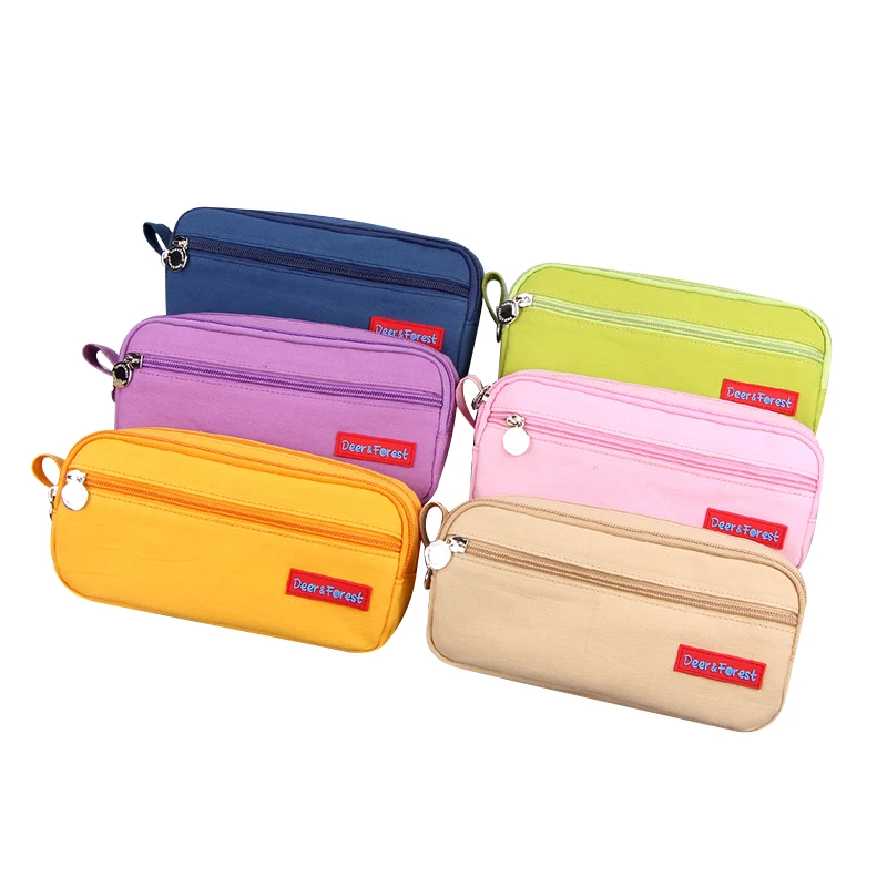 Eco Cotton pencil Bag Customized Canvas pencil case for girls students pencil case with compartments Pen pouch stationery Bag