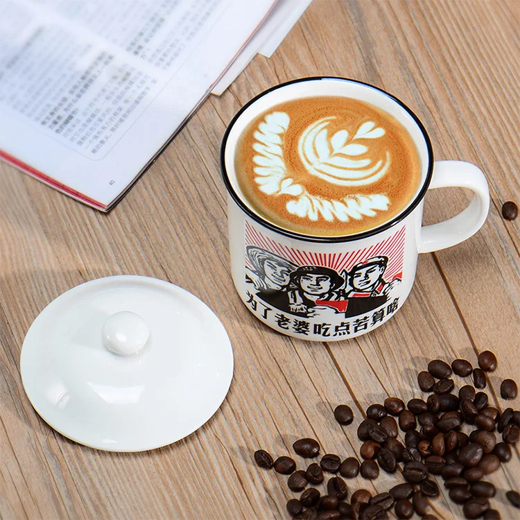 Hot Selling 30oz 14oz 12oz Ceramic  Reusable Retail Logo Printing Coffee Mug