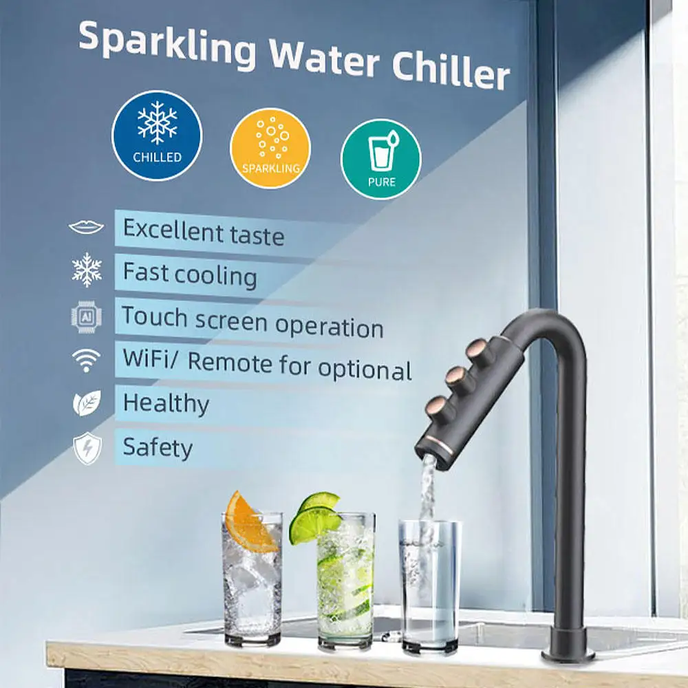 Smart Commercial Drinking Co2 Sparkling Soda Water Cooler Dispenser 3 in 1 Freestanding Hot and Cold Water Dispenser with Fridge