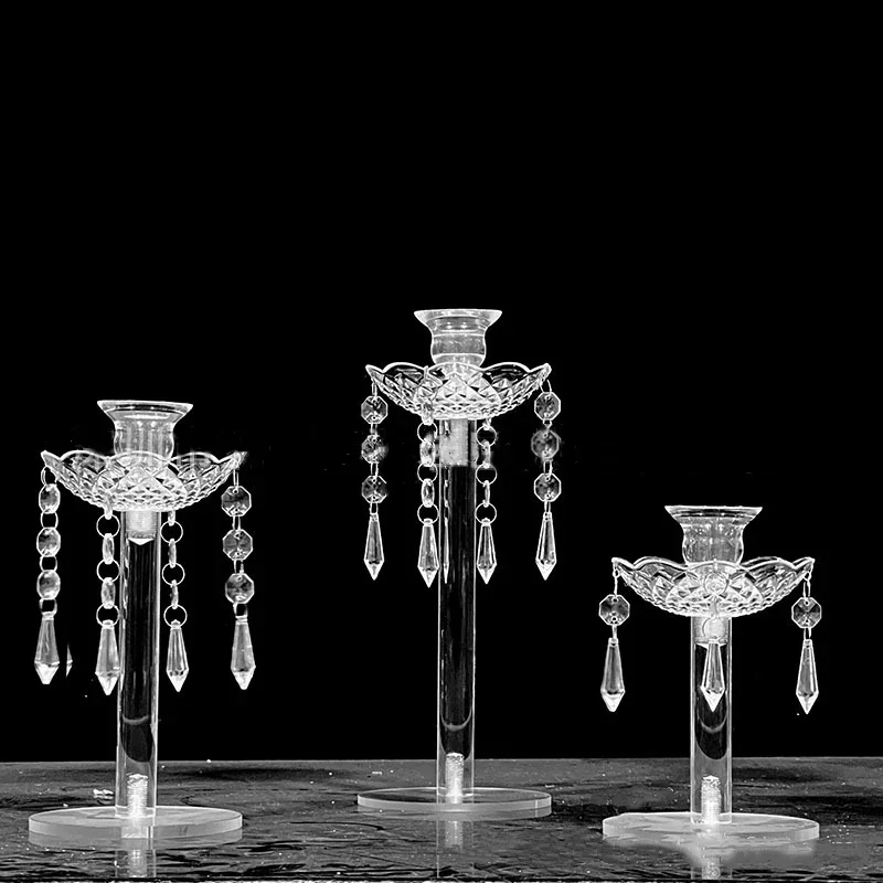 New Modern Transparent Single Candelabra Acrylic Candle Holders wedding candlestick for wedding table centerpieces decoration