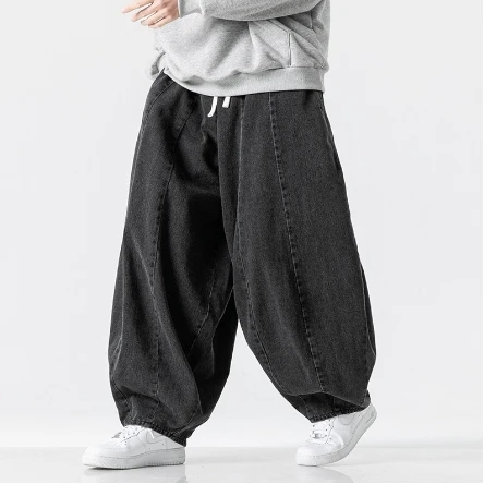 Liu Ming Wholesale Fashion Spring Japanese Streetwear Casual Denim Cargo Pants Men Clothing Loose Straight Harem Trousers