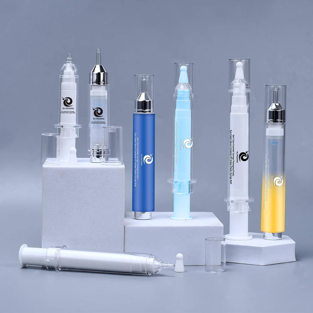 Cosmetic Syringe Packaging Eye Cream serum Airless pump Syringe Bottle 15ml Plastic Syringe Dropper Bottle