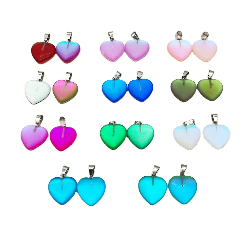 2024 Cheap Glass Heart Pendant Colorful Moving Eye Shine Charms For DIY Necklace Earring Making Fashion Jewelry