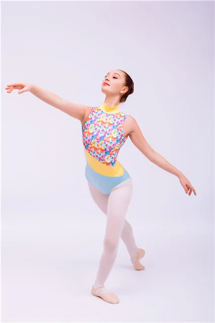 High Quality Girls  printing  ballet leotard girls gymnastics leotards