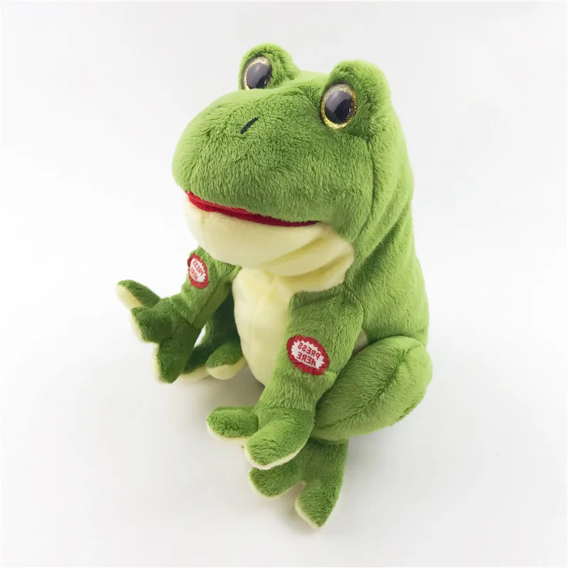 Электрическая Повторяющая что вы говорите мягкая зеленая лягушка плюшевая игрушка для поющих лягушек