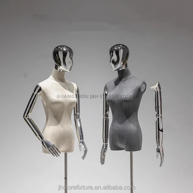gold mannequins female Model Flexible Hand Torso Dress Form Off Shoulder with Legs Female Mannequins