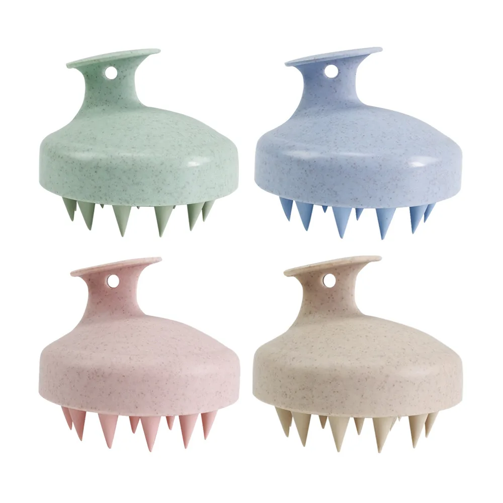 Hot Eco-Friendly Dry Wet Wheat Straw Silicone Cleaning Hair Brush Shampoo Brush